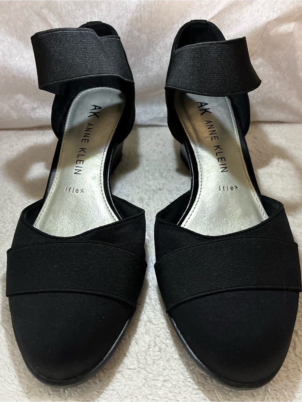 Anne Klein Black D'Orsay Elastic Strap Heels